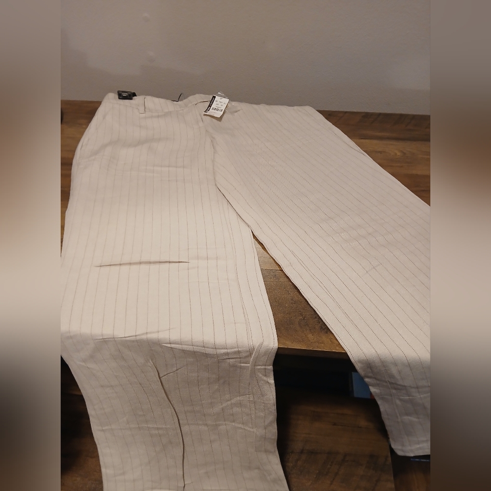 New York & Company Beige Pinstripe Pants.